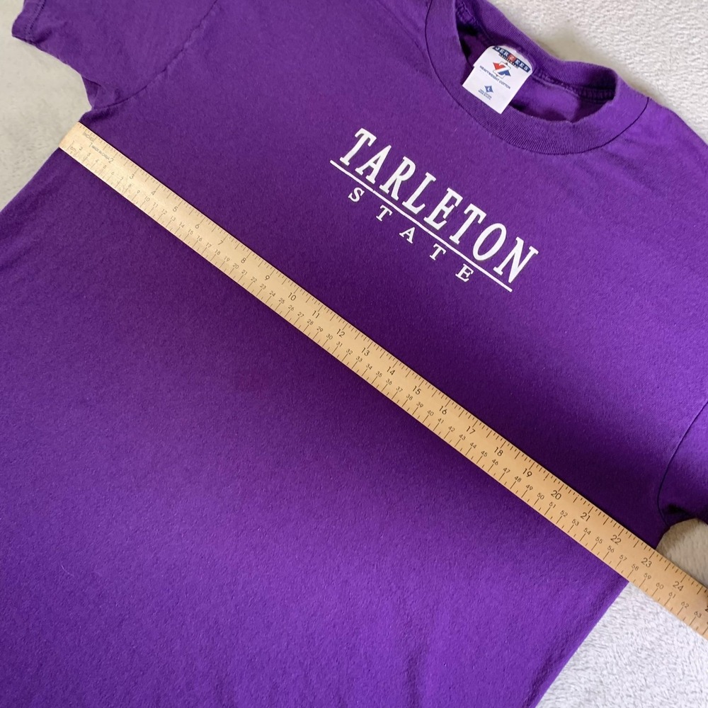 Vintage Tarleton State Shirt Mens Large Purple College Graphic Jerzees USA 90s - Picture 5 of 8
